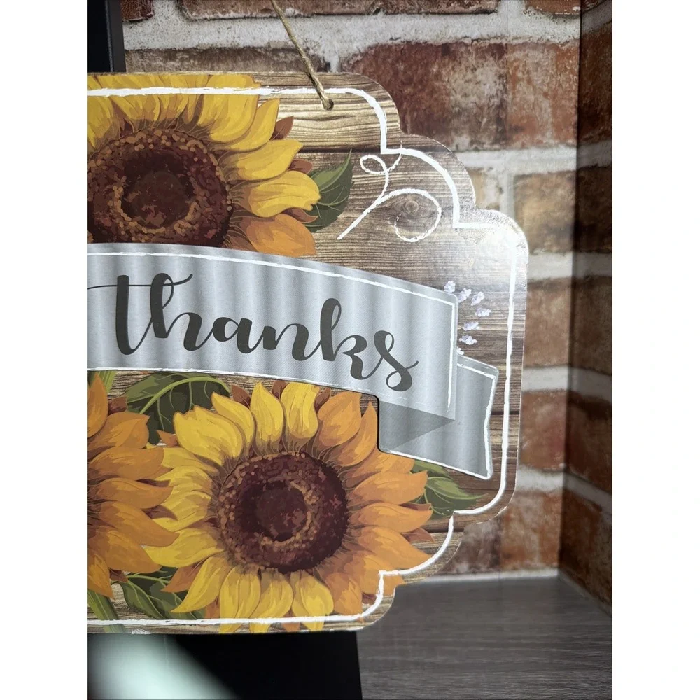 Give Thanks Sunflowers Fall & Thanksgiving Rustic Door Wall Hanging Decor